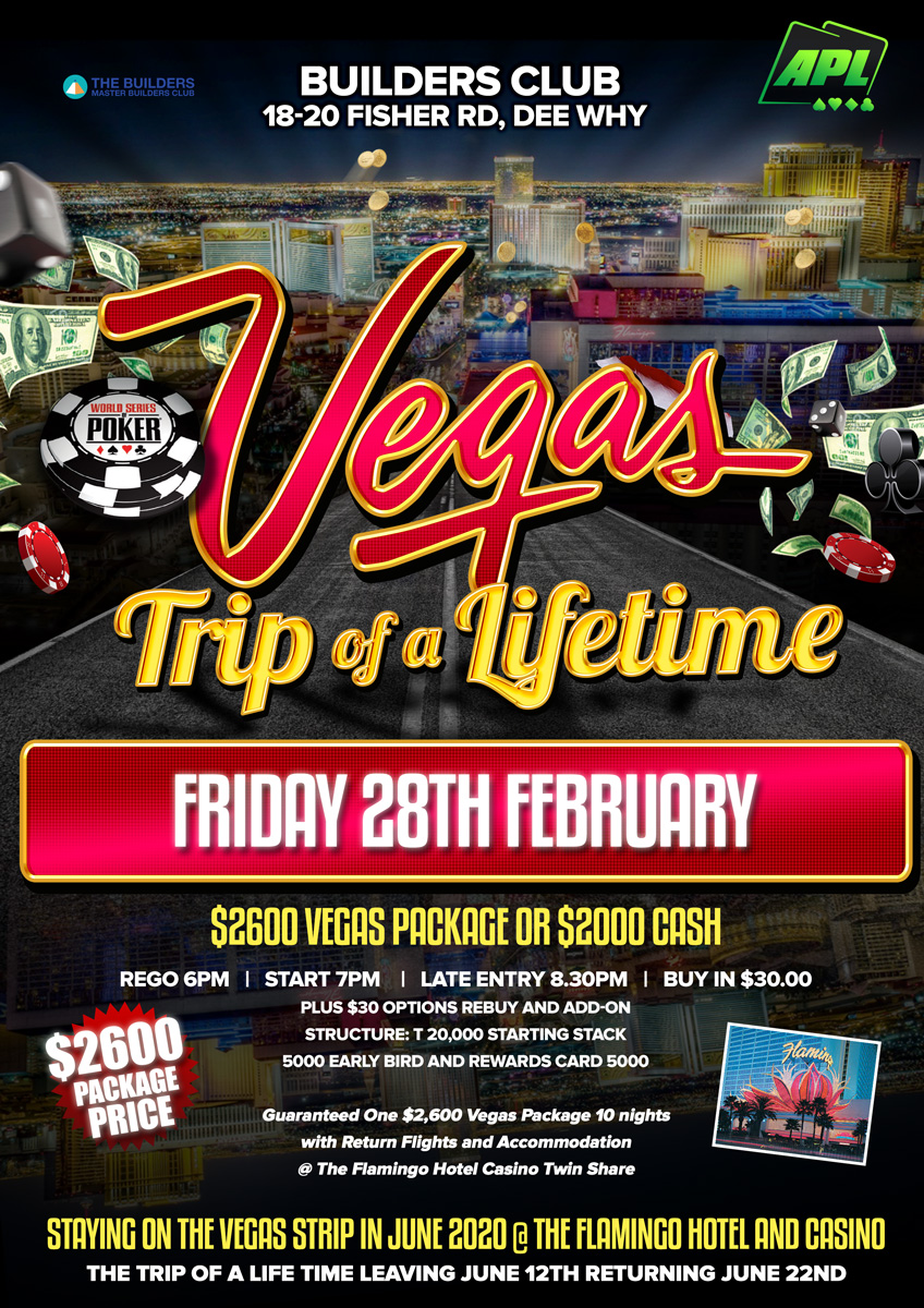 APL Poker this FRIDAY 28 FEBRUARY - VEGAS HOLIDAY Value $2600.