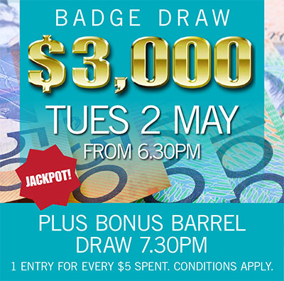 $3000 BADGE DRAW 2 May 2017