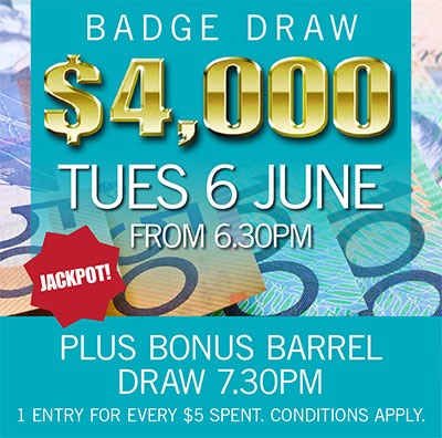 $4000 BADGE DRAW 6 JUNE 2017