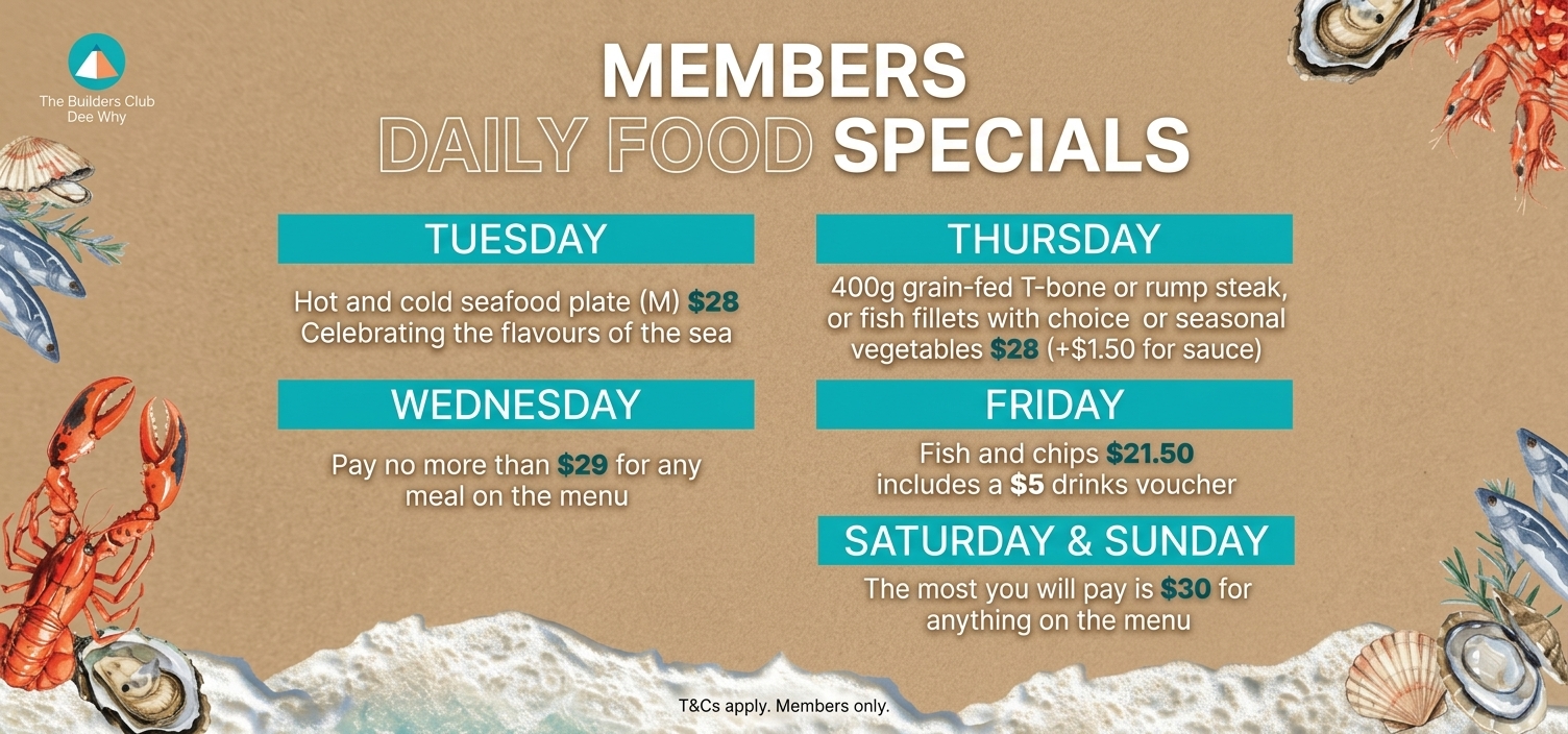 MEMBERS DAILY FOOD SPECIALS
